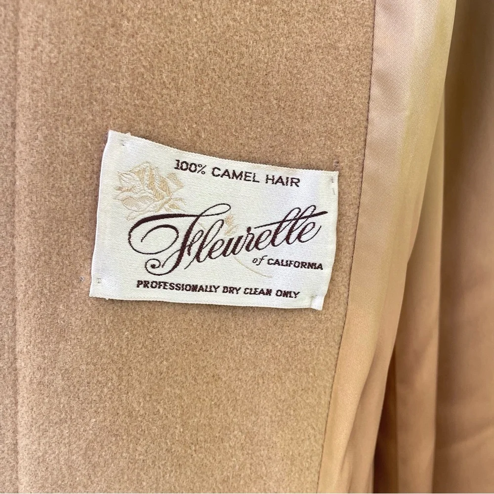 Fleurette Of California Camel Hair Double Breasted Long Trench Coat Tan L Work - Picture 6 of 14